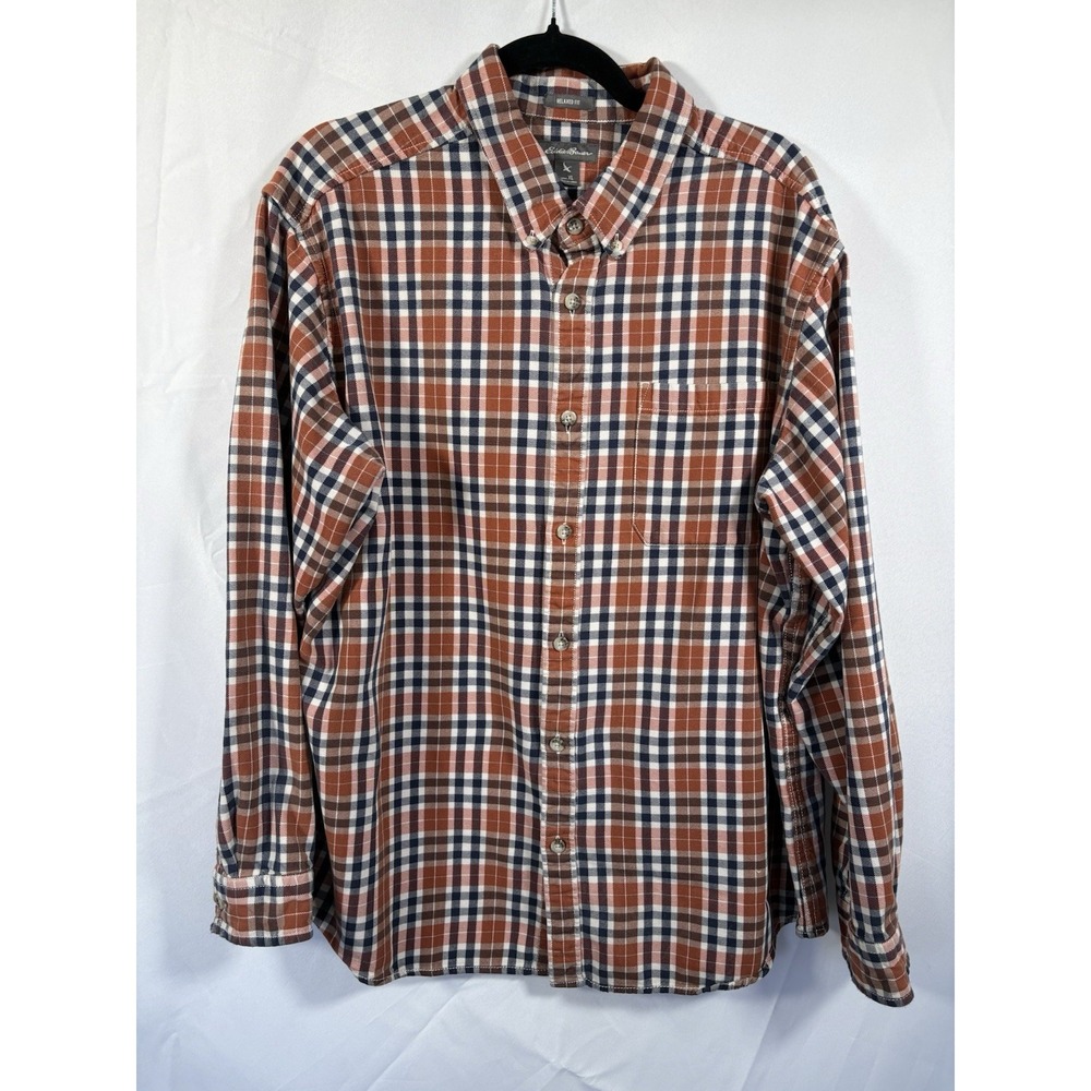 Eddie Bauer Shirt Size XL Check Plaid Button Up Heavey Long Sleeve